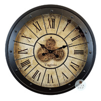 80cm Chester Black Moving Gear Wall Clock By COUNTRYFIELD image