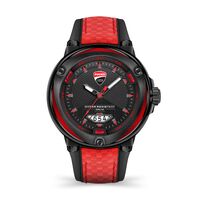 Partenza Black Silicone Strap With Red Chequered Leather By DUCATI
