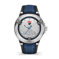 Partenza Black Silicone Strap With Blue Chequered Leather By DUCATI