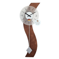 70cm Walnut Wave Modern Wall Clock With Pendulum By HERMLE image