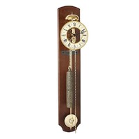 68cm Walnut & Brass Mechanical Skeleton Wall Clock With Bell Strike By HERMLE image