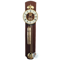 68cm Walnut & Brass Mechanical Skeleton Wall Clock With Bell Strike By HERMLE image