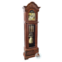 206cm Walnut Grandfather Clock With Triple Chime & Moon Dial By HERMLE image