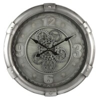 62cm Darlington Silver Moving Gear Wall Clock By COUNTRYFIELD image