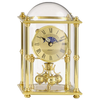 22cm Gold Pillard Anniversary Clock Roman Numerals with Moon Dial By Haller