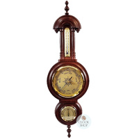 59cm Mahogany Old German Style Weather Station With Barometer Thermometer & Hygrometer By FISCHER image