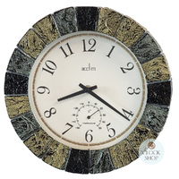 26cm Bowfell Indoor / Outdoor Slate Effect Wall Clock With Temperature By ACCTIM image