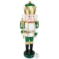 40cm White, Green & Gold King Nutcracker By Seiffener image