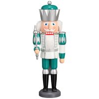 40cm White Teal & Silver King Nutcracker By Seiffener image