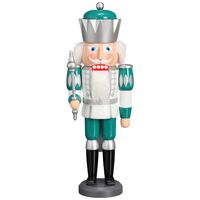 40cm White, Teal & Silver King Nutcracker By Seiffener image
