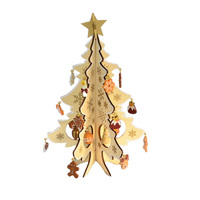 22cm Wooden 3D Tree With Gingerbread Decorations image