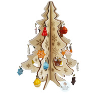 22cm Wooden 3D Tree With Gingerbread Decorations