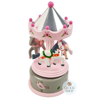 Pink & White Carousel Music Box With Horses (Where Do I Begin) image