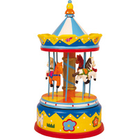 Yellow and Blue Carousel Music Box With Horses (Loewe- Camelot) image