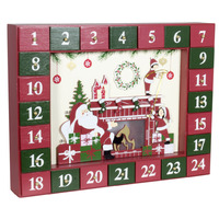 Santa Fire Place Advent Calendar With LED Lights 35cm