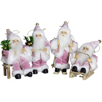 18cm Pink & White Santa Hanging Decoration- Assorted Designs