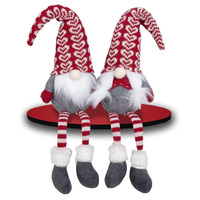  24cm Red & Grey Gnome Shelf Sitter with Stripy Legs- Assorted Designs image