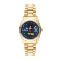 35mm Disney Collectors Edition Mickey Mouse Mens Watch With Gold Band & Blue Dial