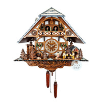 Beer Drinkers & Water Wheel Battery Chalet Cuckoo Clock 43cm By ENGSTLER image