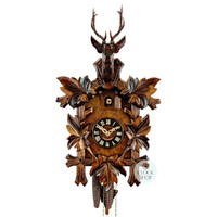 5 Leaf & Deer 1 Day Mechanical Carved Cuckoo Clock 42cm By ENGSTLER image