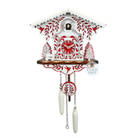 White and Red Christmas Tree Battery Chalet Cuckoo Clock 26cm By ENGSTLER image