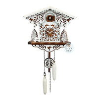 White and Brown Christmas Tree Battery Chalet Cuckoo Clock 26cm By ENGSTLER image