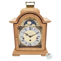 30cm Light Oak Mechanical Table Clock With Westminster Chime & Moon Dial By HERMLE image