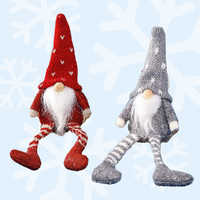 17cm Red Or Grey Gnome Shelf Sitter With Stripy Legs- Assorted Colours image