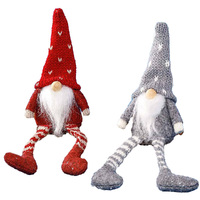 17cm Red Or Grey Gnome Shelf Sitter With Stripy Legs- Assorted Designs image