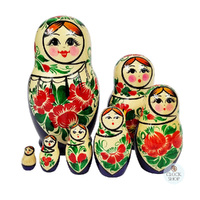 Kirov Russian Dolls- White Scarf & Purple Dress 15cm (Set Of 7) image