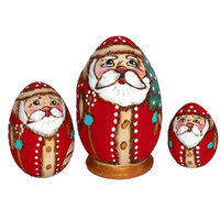 Woodburn Egg Russian Dolls- Santa 10cm (Set Of 3) image