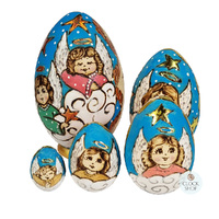 Woodburn Egg Russian Dolls- Blue Angels 15cm (Set Of 5) image
