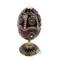 Burgundy Egg Shaped Music Box With Embellishments (Tchaikovsky- Swan Lake) image