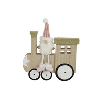 19.5cm Santa With Dangly Legs On Wooden Train image