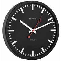 30cm Brushed Stainless Black Modern Wall Clock By HERMLE image