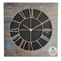 50cm Green Rustic Square Wall Clock By AMS image