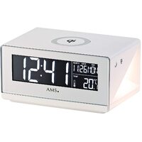 15cm White Digital Alarm Clock With Smartphone Charger By AMS image