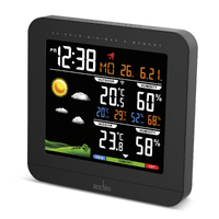 11cm Wyndham Black LCD Digital Alarm Clock With Weather Station By ACCTIM image