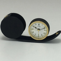 6cm Bolero Gold & Black Analogue Travel Alarm Clock By JACCARD image