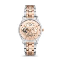Rose Gold Automatic Skeleton Watch with Pearl Dial and Bracelet Band By KENNETH COLE image