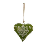 33cm Metal Heart On Rope Hanging Decoration- Green image