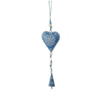 42cm Metal Heart Hanging Decoration- Blue image