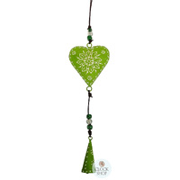 42cm Metal Heart Hanging Decoration- Green image