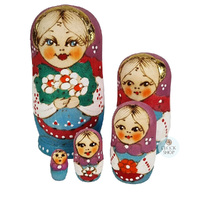 Woodburn Russian Dolls- Floral 11cm (Set Of 5) image