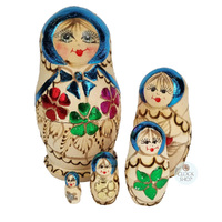 Woodburn Russian Dolls- Blue Scarf 11cm (Set Of 5) image