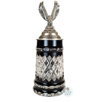 Lord Of Crystal Black Glass Beer Stein With Flying Eagle Pewter Lid 0.5L By KING image