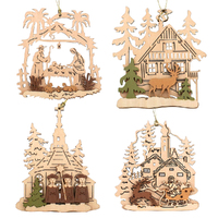 10cm Wooden 3D Laser Hanging Decoration- Assorted Designs image