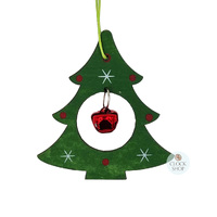 8cm Christmas Tree with Red Bell Hanging Decoration image