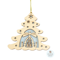 12cm Wooden Tree with Christmas Pyramid Hanging Decoration image
