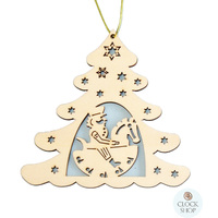12cm Wooden Tree with Rocking Horse Hanging Decoration